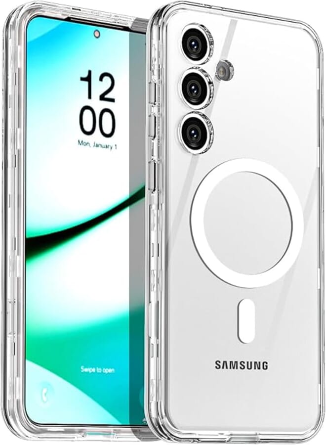 AICase for Samsung Galaxy S25 Plus Case Compatible with Magsafe Clear, Magnetic Rugged Non Yellowing Heavy Duty Protective Shockproof Drop Tough Mag Safe Magnet Cell Phone Cover for Galaxy S25 Plus